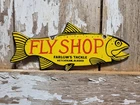 VINTAGE FISH PORCELAIN SIGN OLD FLY SHOP FARLOWS TACKLE KETCHIKAN ALASKA SALMON