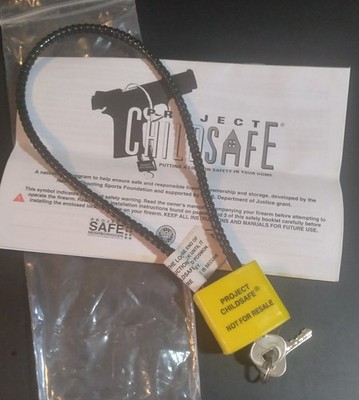 NOS Project Childsafe Black Cable Gun Lock with 2 Keys & 15 Page Booklet
