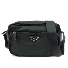 PRADA Triangle Logo Nylon Leather Shoulder Crossbody Bag Black Auth Used F/S
