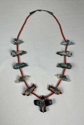 RARE Native American Navajo Herbert Davis Fetish Necklace Beautiful!