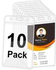 10 Pack Vertical ID Badge Holder Extra Thick Clear ID Card Holder for Office