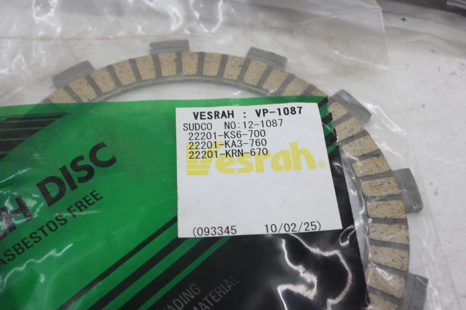 JUEGO DE DISCOS PLACA DE FRICCIÓN EMBRAGUE VESRAH PARA 00-07 HONDA CR125R & 04-07 CRF250R Foto 2 de 4