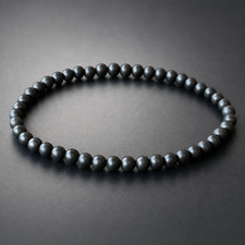 Genuine Shungite 4mm Bead Bracelet Healing EMF Protection Anxiety Stress Relief