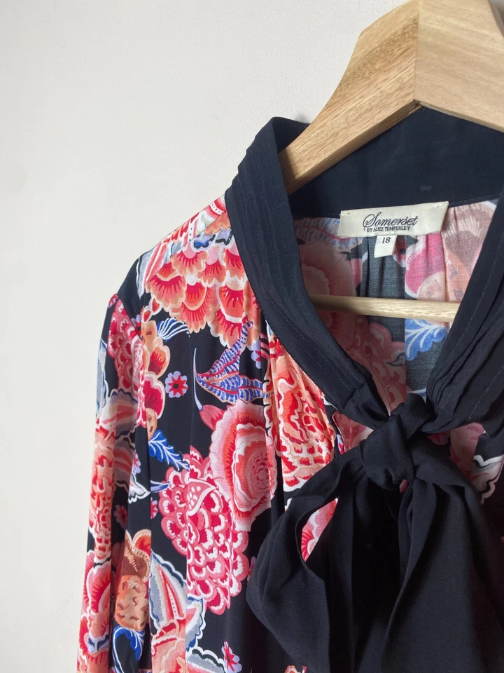 Vestido midi Somerset by Alice Temperley Chintz floral con capas talla 18 Foto 2 de 4