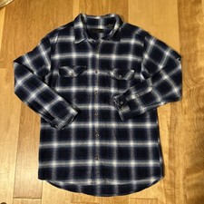 Vintage Field Stream Flannel Shirt Mens Large Heavy Cotton Blue White Plaid