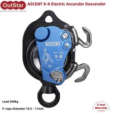 ASCENT X-8 Ascender Descender 200KG Load f/ 10.5-11mm Rope Lift Retarder