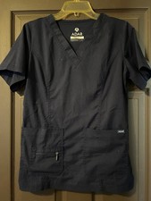 Adar Pro Scrubs for Women - Modern V-Neck Scrub Top sz S navy