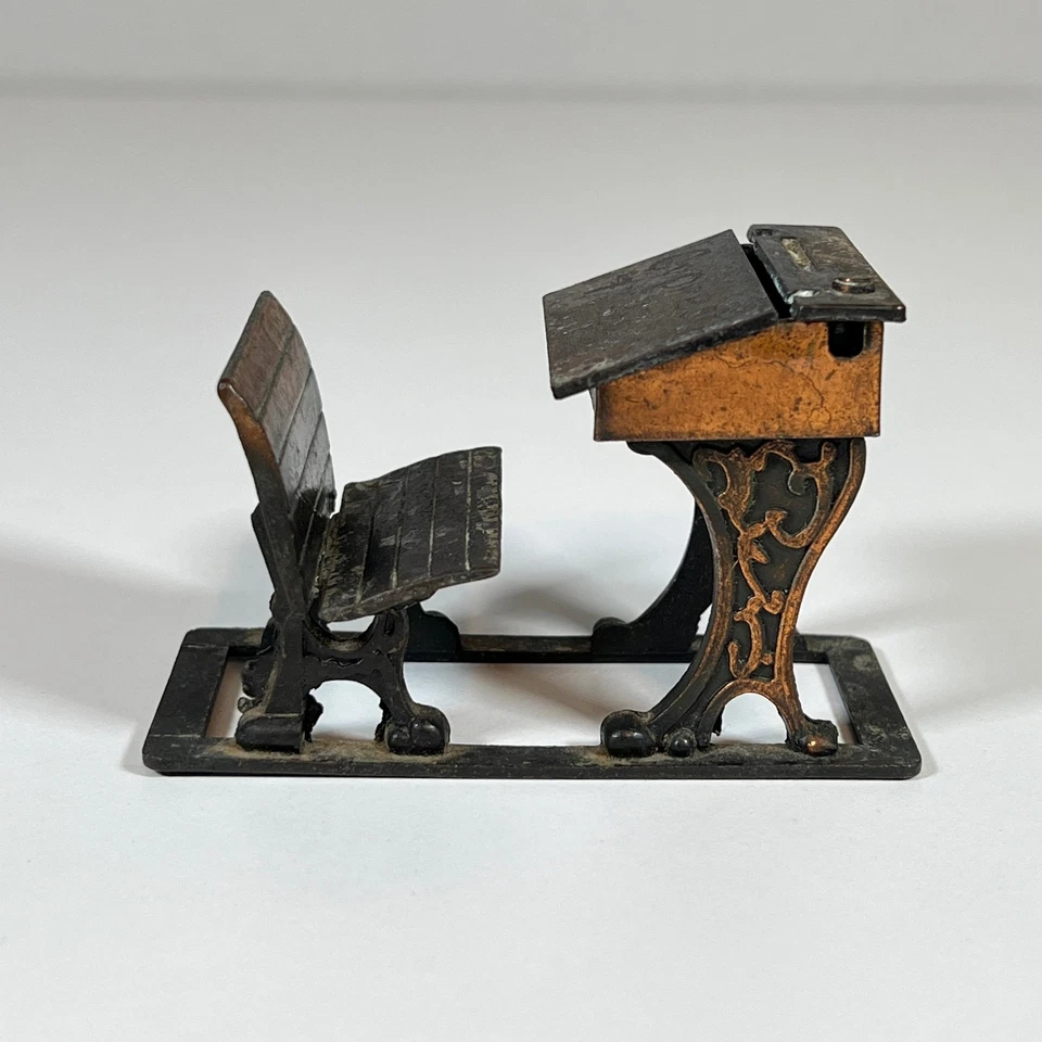 Vintage 1976 Durham Industries Cast Metal School Desk Miniature Hong Kong - Image 2 of 4