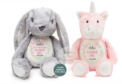 Blumenmädchen personalisiert Teddy Geschenk, Geschenke für Blumenmädchen, Brautjungfern Danke
