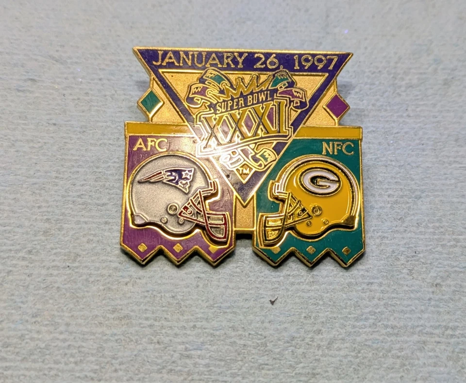 Broche New England Patriots Vs Green Bay Packers Super Bowl 31 26 de janeiro de 1997 - Imagem 3 de 4