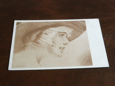 ORIGINAL MAX BRUNING SIGNIERTE JUGENDSTIL GLAMOUR GEWAGTE POSTKARTE, BLOND.