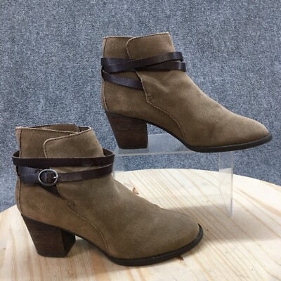 American Eagle Outfitters Boots Womens 7.5 Ankle Bootie Brown Suede Block Buckle
