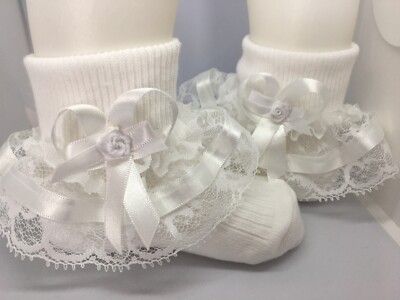white frilly socks baby girl