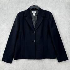 VTG Pendleton Womens Virgin Wool Blazer Jacket Size 16 Black 2 Button Career