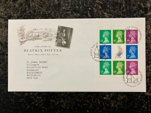 United Kingdom 1993 - Elizabeth II Booklet Beatrix Potter stamps FDC Keswick