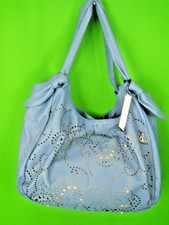 Roberta Gandolfi Italy Light Blue Perforated Leather New Shoulder Tote