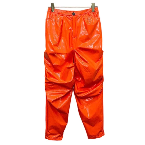 Herren Metallic Kunstleder PU Hose Tapered Hose Shinny Tanz Schausteller Kostüm - Bild 20 von 38