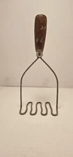 VINTAGE LARGE 10" POTATO MASHER WOOD HANDLE 