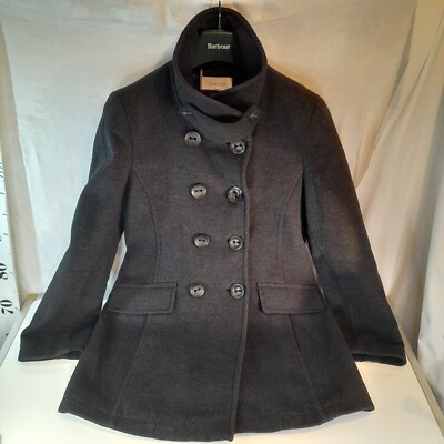 Womens Calvin Klein 100% Wool Double Breasted Pea Coat Dark - Main Image