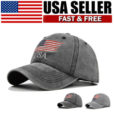 Adjustable American USA Flag Embroidered Hat Baseball Cap
