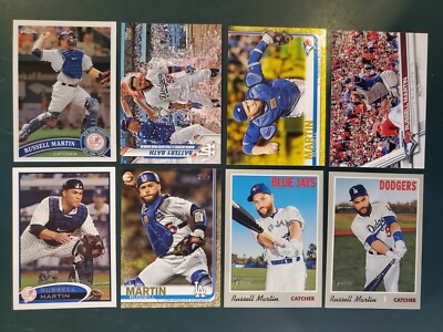 RUSSELL MARTIN - Lot of (8) DIFFERENT CARDS - Topps 2011-2020 DODGERS JAYS