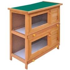 vidaXL Outdoor Rabbit Hutch 4-Door Wood Animal Cage Living House Multi Colors US