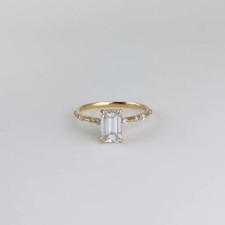 1 Ct Emerald Cut Moissanite 14K Yellow Gold Plated Attractive Proposal Gift Ring