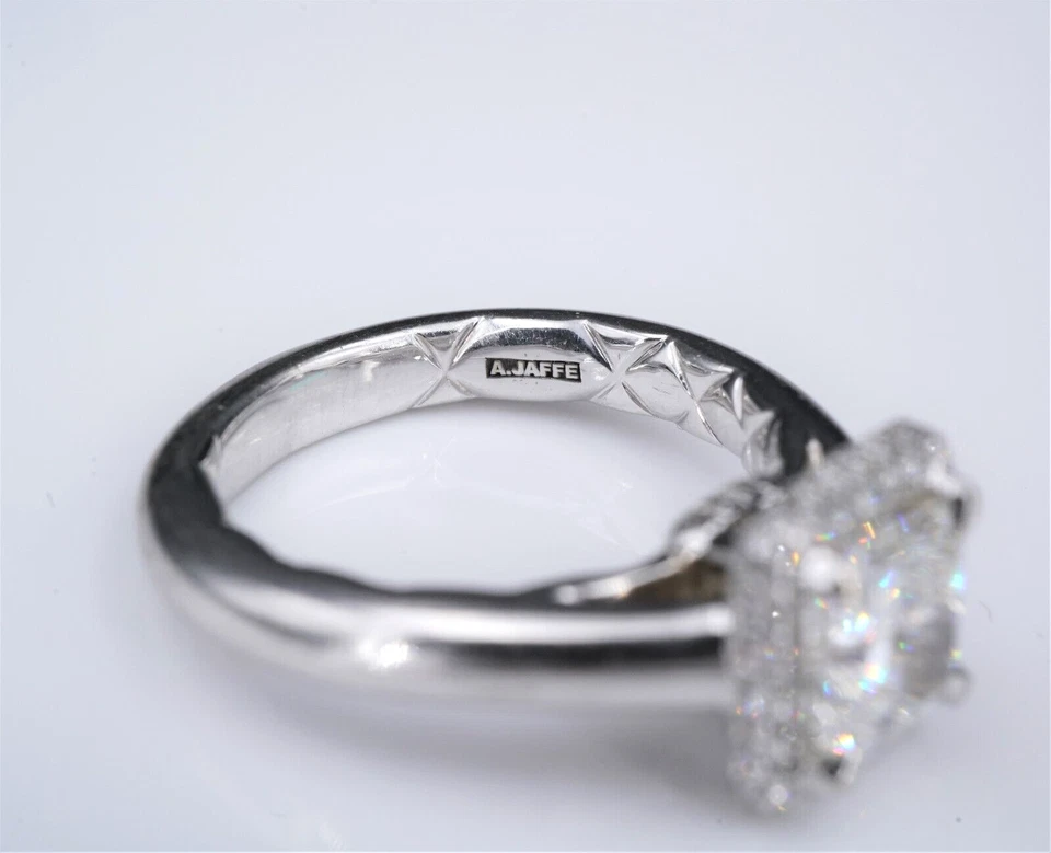 14k White Gold A Jaffe 1.5ct Radiant Cut Diamond Engagement Ring Size 6 RG3578 - Image 4 of 4