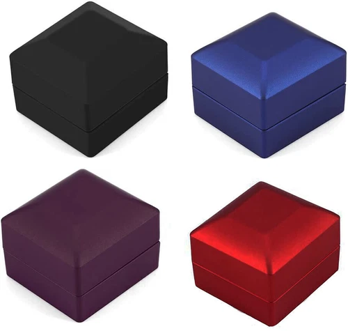 2 Stück Heiß Schmuckkästchen LED Ring Box Verlobung und Hochzeit Geschenkbox für Damen Neu - Bild 5 von 15