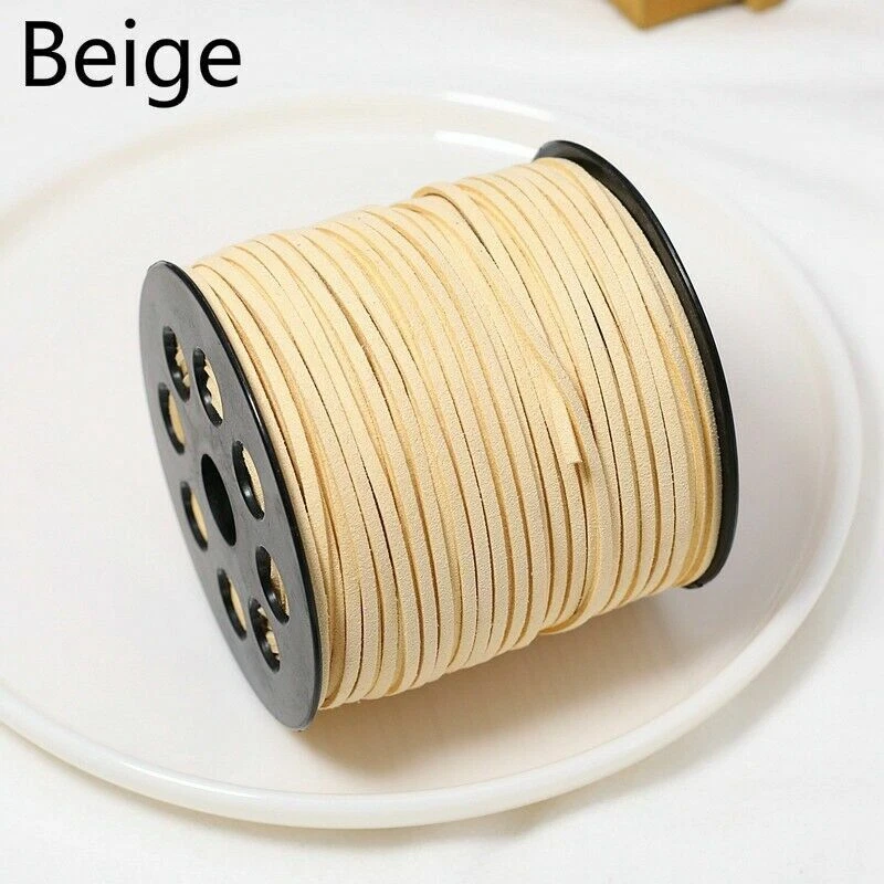 100 Yards Faux Suede Leather Jewelry Cord Flat Strap Velvet Lace Thread DIY - Image 4 of 4