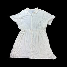Nine West 5X Ivory Semi Sheer Button Front Tunic Shirt Dress Cover Up Plus