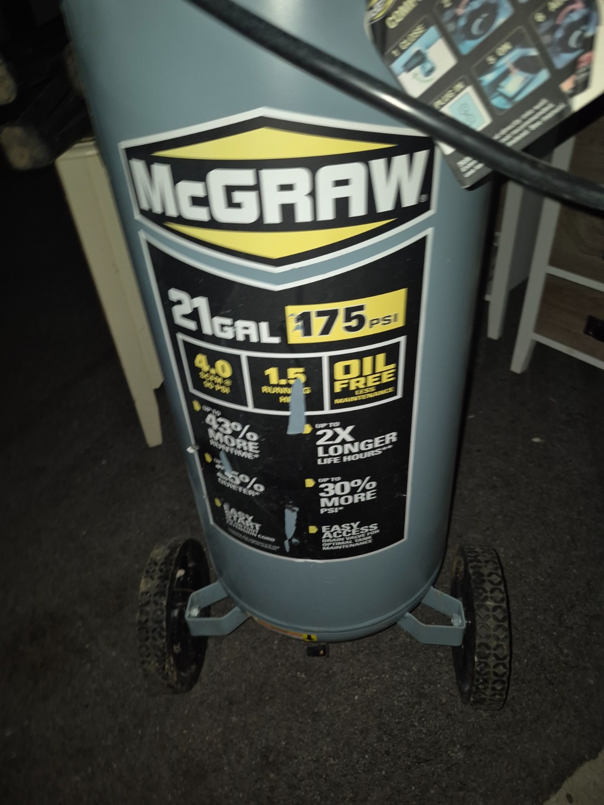 21 Gallon, 175 PSI Oil-Free Vertical Shop/Auto Air Compresso