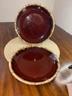 VTG Hull Brown Drip Glaze Dinner Plates 10.5” Diameter Round USA Lot of 2-Shiny!