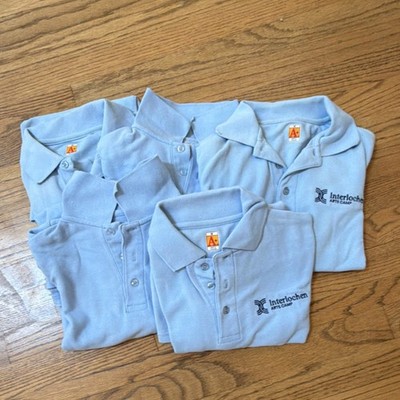A+ Set of Five (5) Youth Unisex Blue Interlochen Embroidered Logo Polo Shirts
