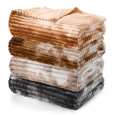 4 Pcs Faux Fur Throw Blanke Bulk Summer Air Conditioned Rooms Gifts Tie Dyed ...
