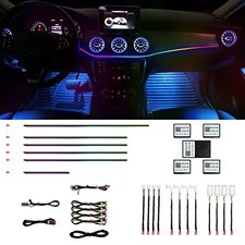 Car Interior Ambient Lights,18 in 1 128 Colorful LED Acrylic Fiber Optic