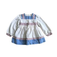 Vintage Cottagecore Floral Peasant Prairie Dress Tie Back Girls Size 4 Blue 90s