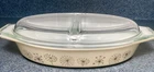 Orig Vintage PYREX 1959 "DANDELION DUET" Covered Split Casserole Dish RARE NM!
