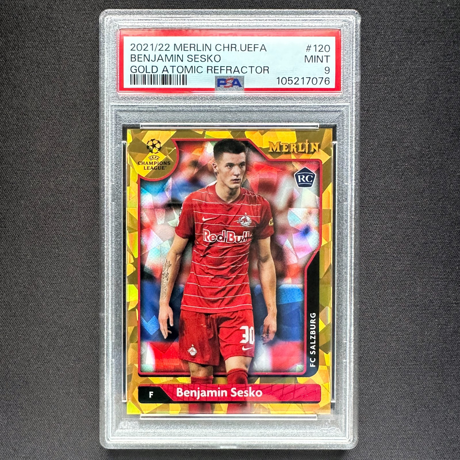 2021-22 Topps Merlin Chrome UCL Benjamin Sesko Gold Atomic /50