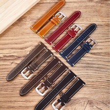 Quality Soft Quick Release Genuine Leather Watch Straps Stitched Wristband 20 22
