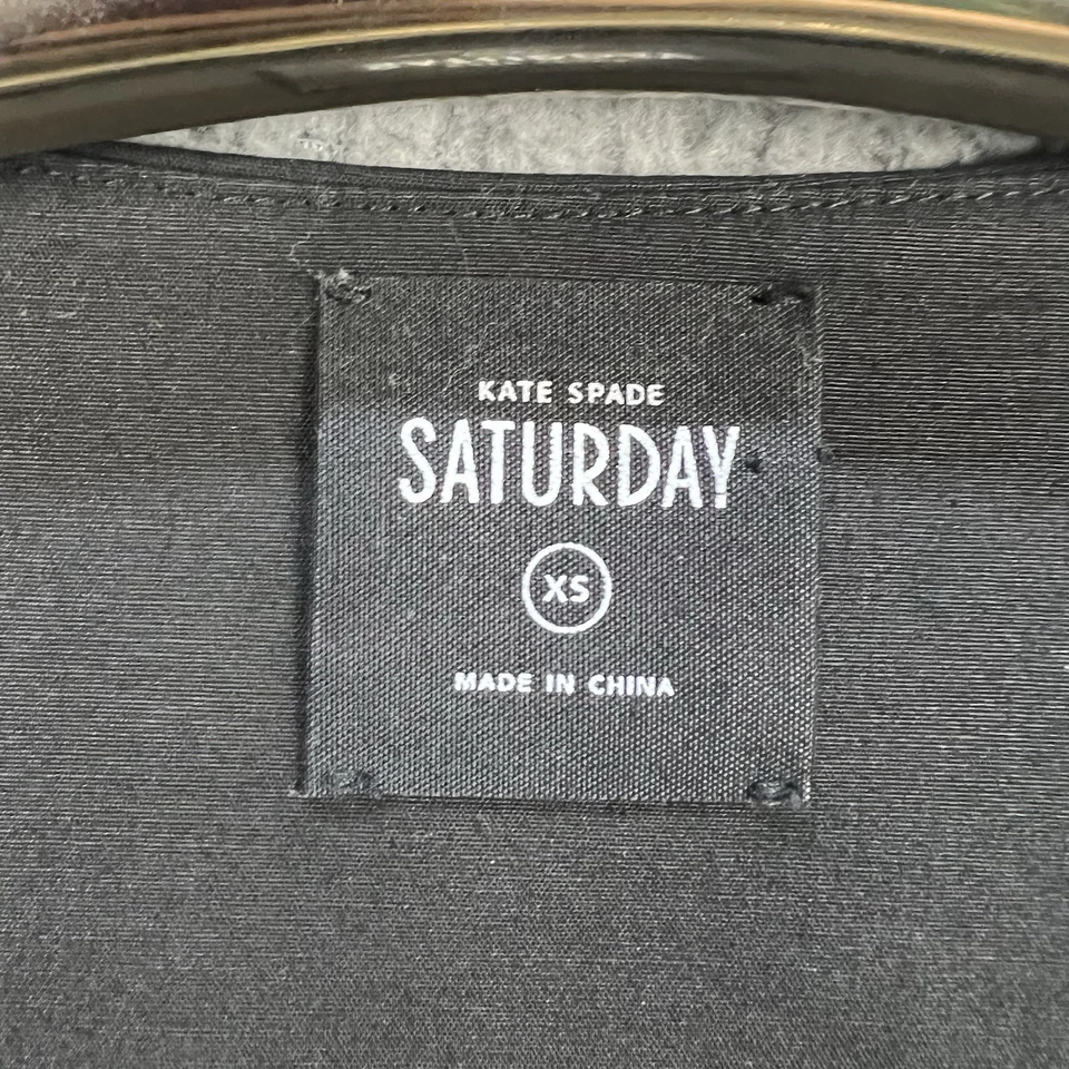 Blazer KATE SPADE Saturday Negro Talla XS Algodón Frente Abierto Costura Solapa Chaqueta Foto 3 de 4