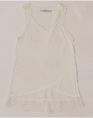Desigual Damen bauchfreies ärmelloses Blusentop UK 8 Small weiß Blumenmuster LB05