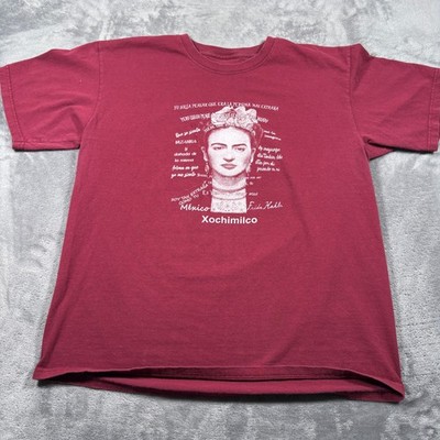 Vintage Frida Kahlo Artistic Elegance T-Shirt Mens Large Red Art Graphic