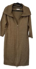 Calvin Klein Womens Sweater Dress Sz L Gold Shimmer Front Zip Collar Neck Knit￼