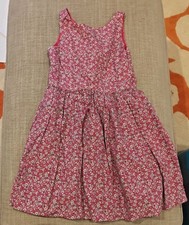 Polo Ralph Lauren Dress Girls 10 Red Floral Sleeveless Fit Flare Pockets
