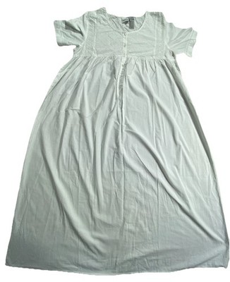 VTG Smithsonian Institution Nightgown Womens Large White Round Neck Cottagecore