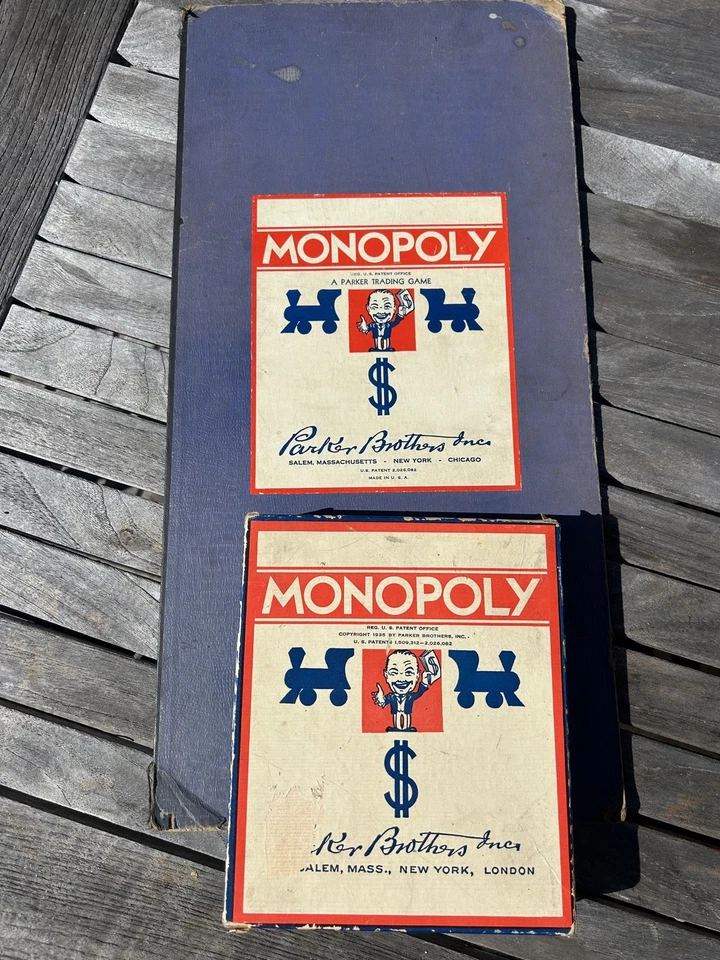 Monopoly 1935 Antique Vintage w/ Board, Blue 1936 Patent First  - Image 3 of 4