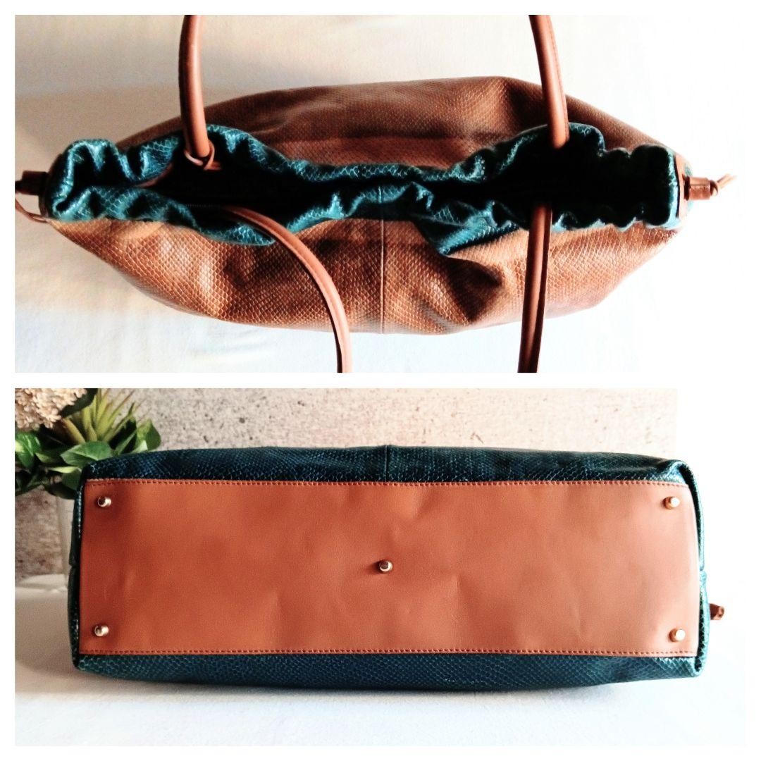 Furla Python pattern Leather Shoulder Bag Brown W… - image 6