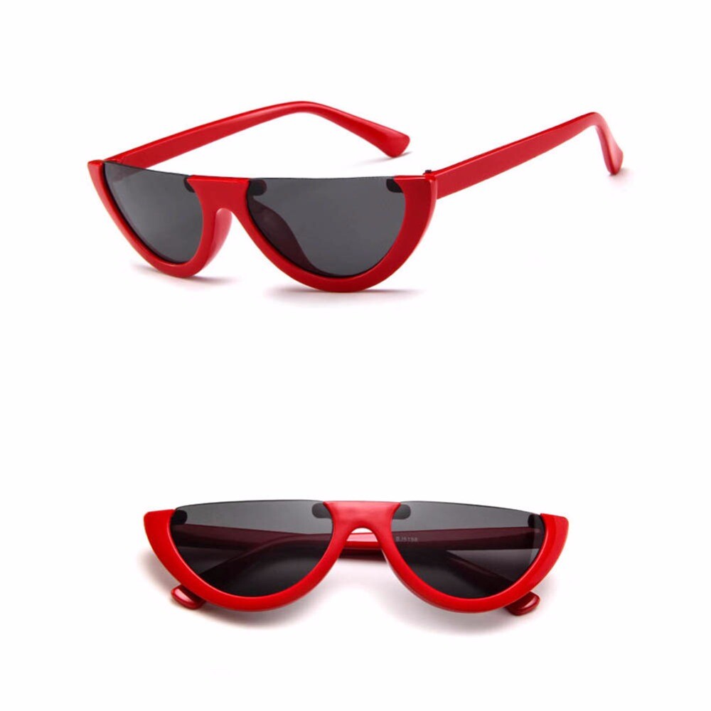 Trendy Red Cat Eye Sunglasses for Women UV400 Half Frame Rimless Cool Fashion-image