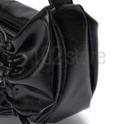 Matin Kim Half Shirring Ribbon Round Bag Black Women's Shoulder